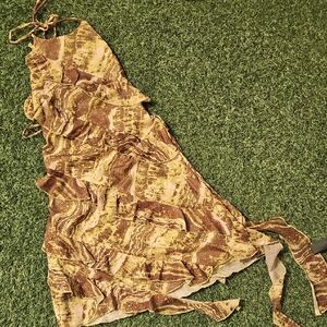 Brown and Yellow Halter Dress